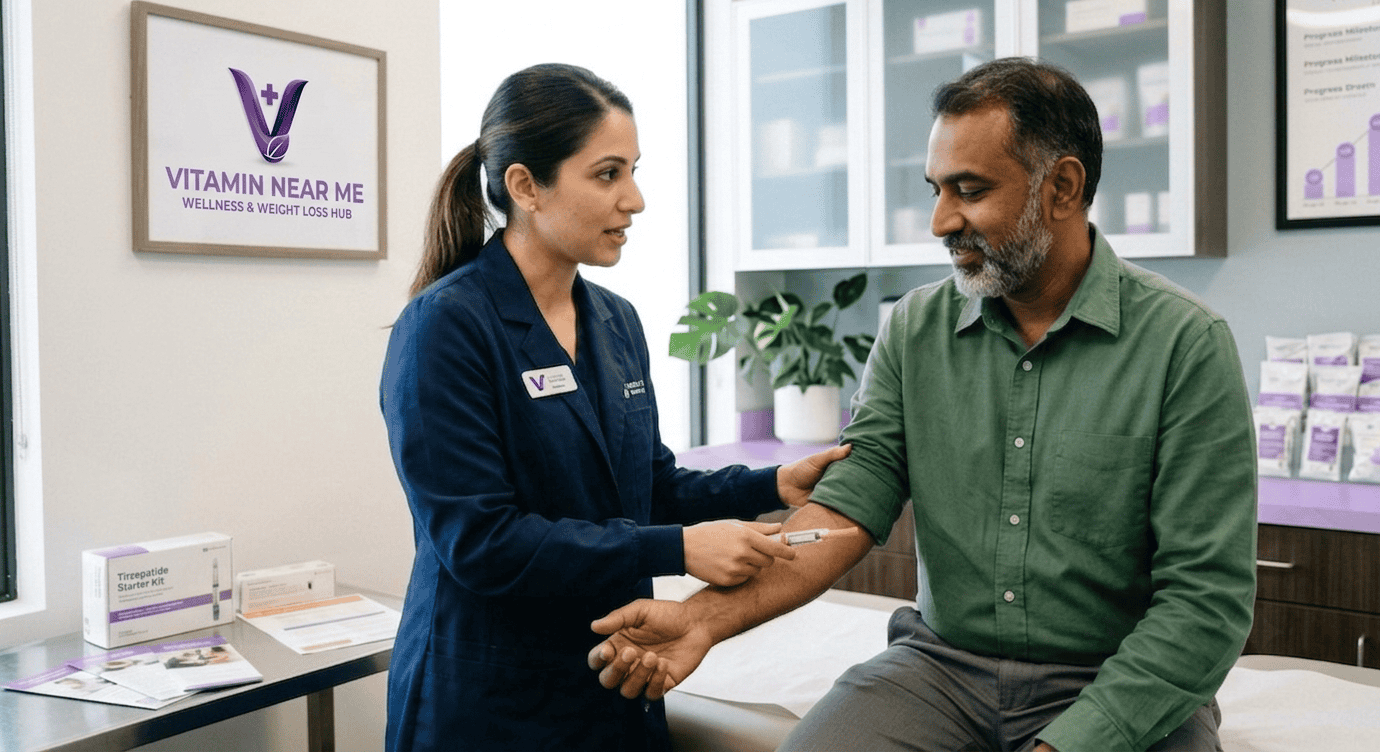 Healthcare provider administering a semaglutide injection to a patient