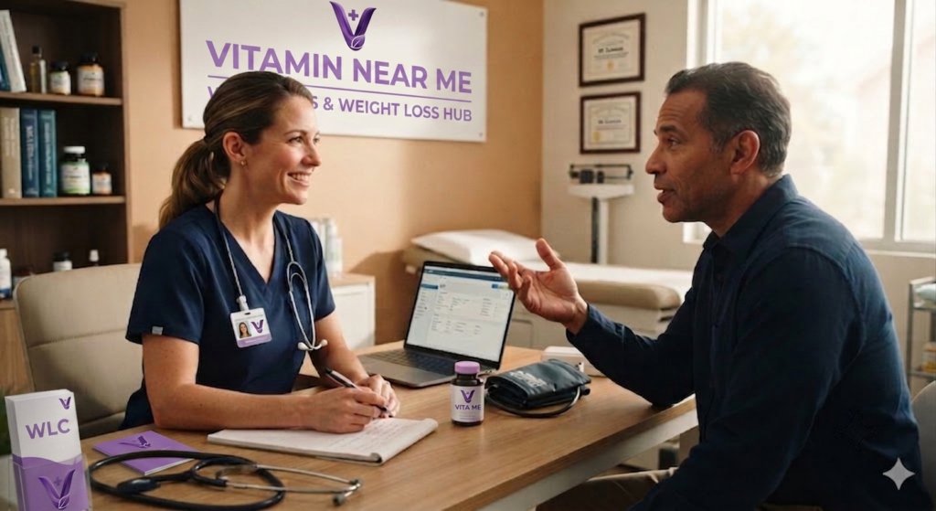 Healthcare provider consulting with a patient about personalized wellness and weight loss treatment